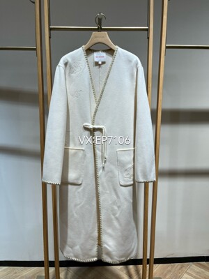 秋冬款米色美利奴羊毛刺绣双面呢大衣 EGJIW8302A-4999