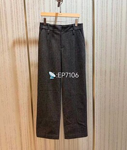 秋款灰色修身显瘦裤子女 夹花针织小脚铅笔裤 EGKIA6453A-1899