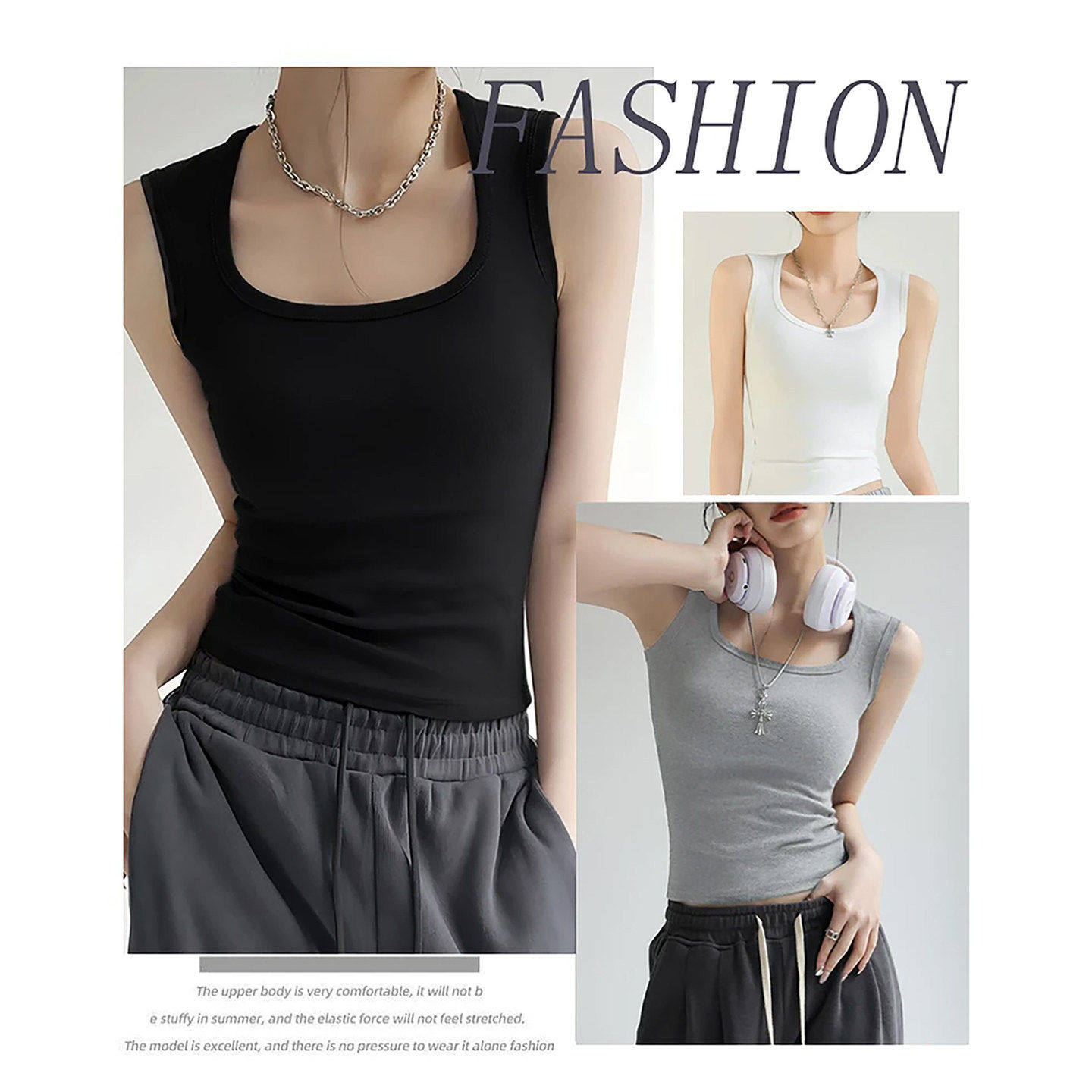 黑色吊带背心女内搭2026新款春季女士工字带胸垫外穿打底无袖上衣