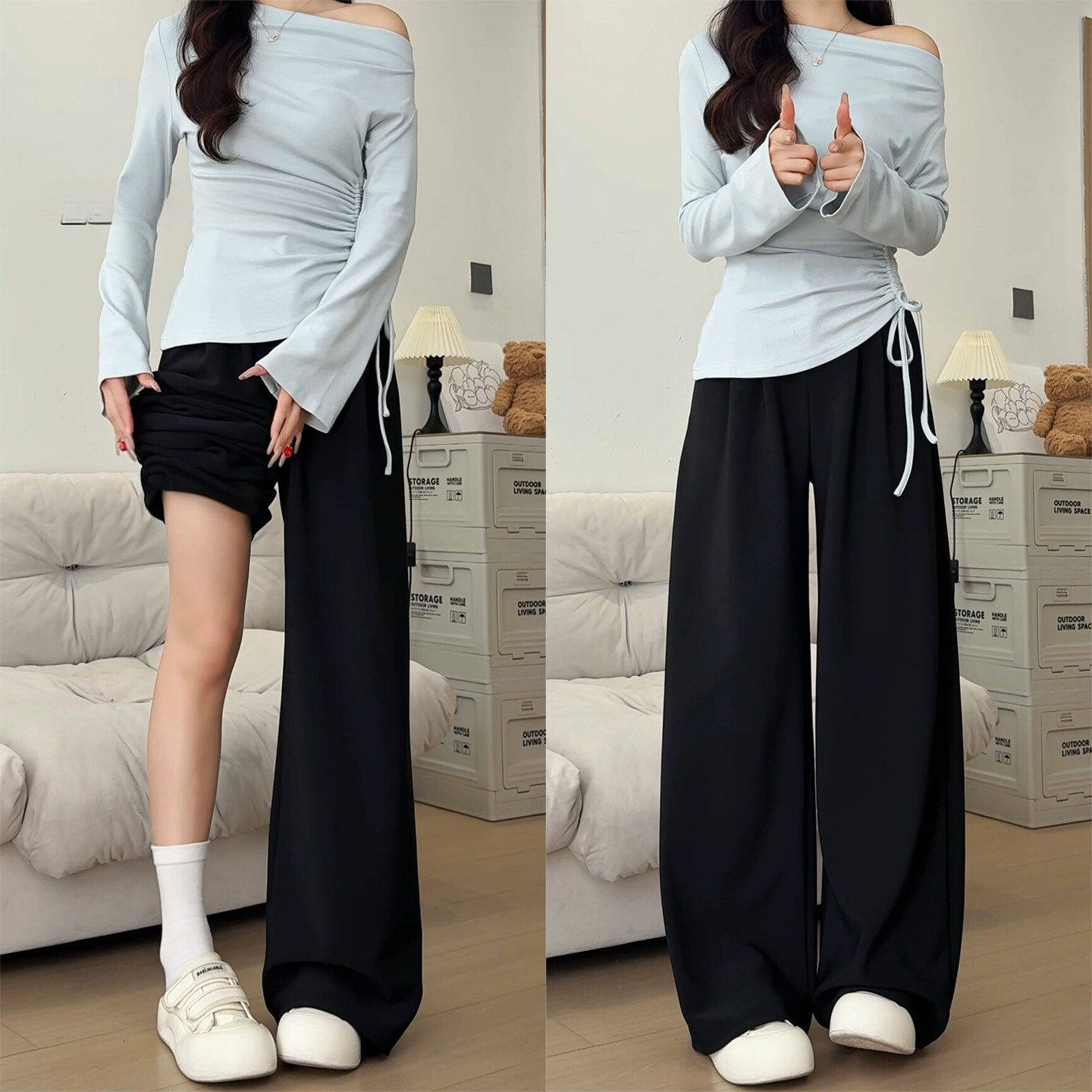 黑色西装裤女裤2026新款春季高级感直筒西裤小个子大码宽松阔腿裤