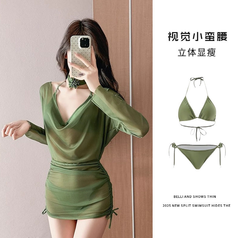 泳衣女2025年新款爆款防晒长款高级感罩衫显瘦泡温泉比基尼泳装
