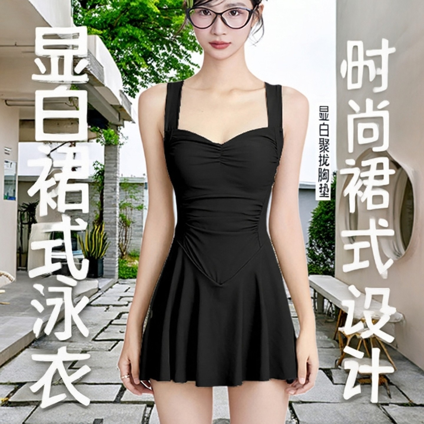 泳衣女连体裙式平角时尚少女显白
