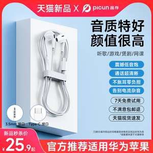 Picun品存Y1耳机有线入耳式适用华为typec小米3.5mm圆孔平板电脑