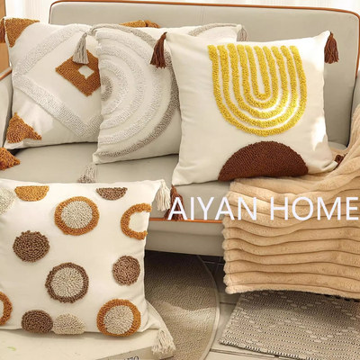新款波西米亚北欧ins风圈绒枕套外贸民宿沙发摩洛哥床头靠垫靠枕
