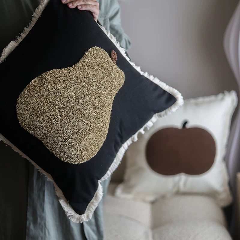 梨子苹果刺绣流苏客厅沙发装饰靠垫现抱枕套方形靠垫套沙发装饰,居家布艺,靠垫/抱枕,淘宝优惠券,粉丝福利购,淘宝优惠卷