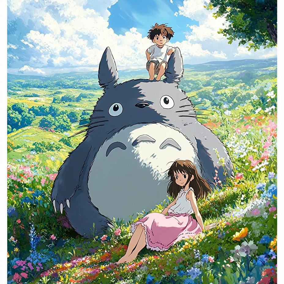 带框钻石画龙猫女孩diy钻石绣卡通马赛克拼图粘贴画满钻相框人物