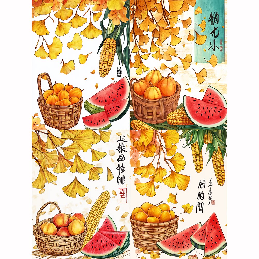 带框钻石画二十四节气立秋钻石绣diy卡通马赛克粘贴画学生手工