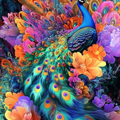 带框钻石画鲜花孔雀diy钻石绣卡通马赛克拼图粘贴画相框画