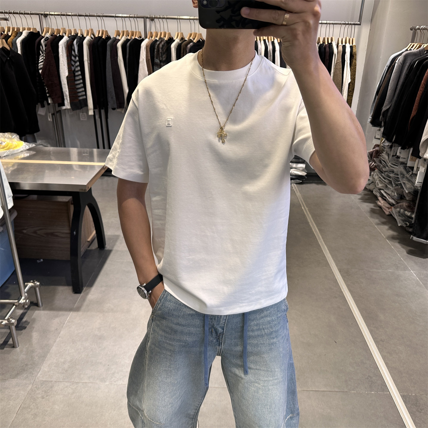 2026春夏季绣标小刺绣圆领短袖T恤男韩版修身简约内搭半袖上衣潮t,男装,T恤,淘宝优惠券,粉丝福利购,淘宝优惠卷