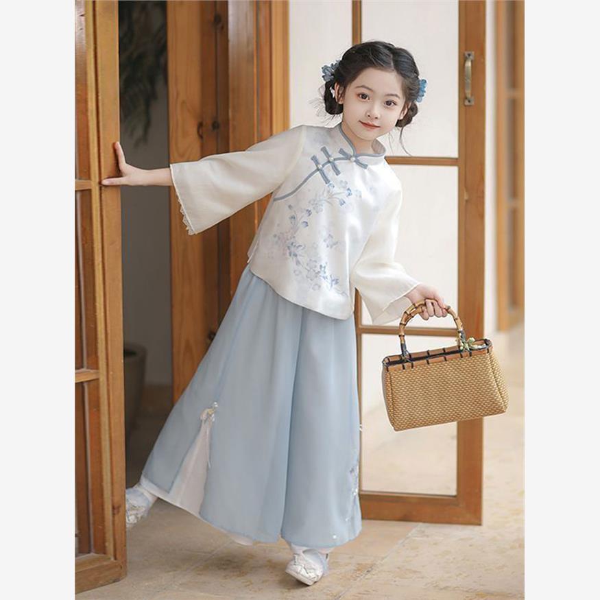 女童民国风汉服旗袍套装春秋季2025新款儿童小女孩中秋节复古裙子
