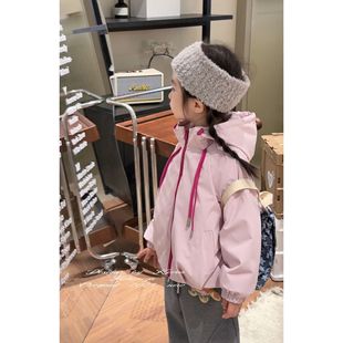 女宝韩系三防夹棉冲锋衣外套秋冬季2025新款儿童加厚保暖风衣棉服