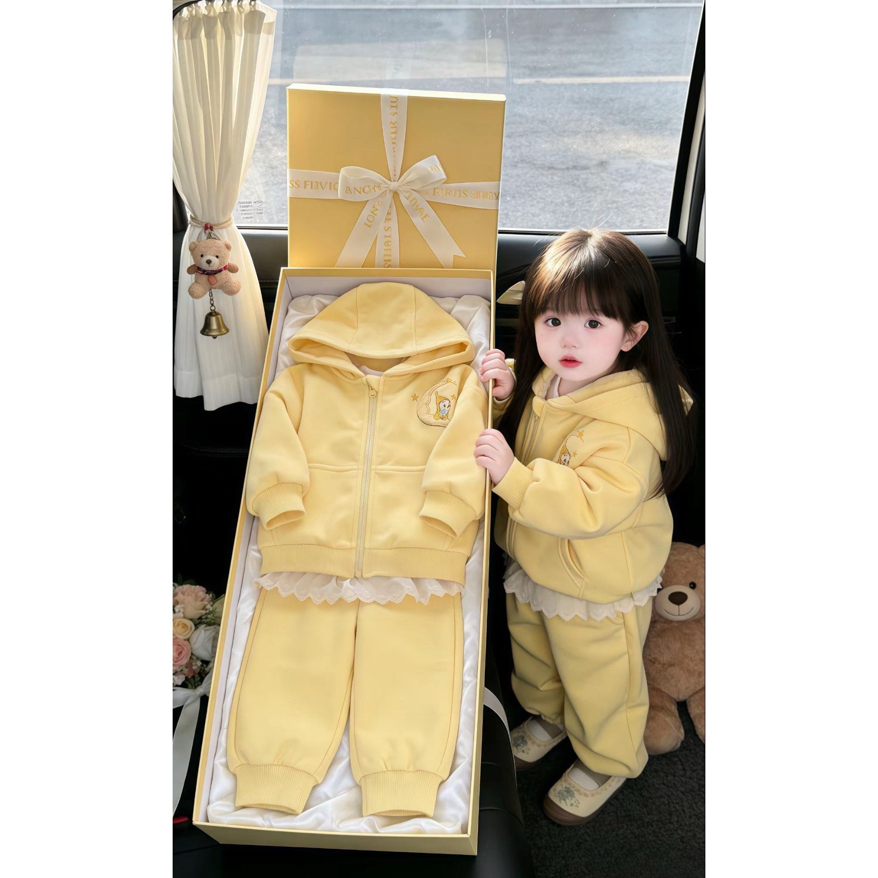 女宝超萌星星人可爱套装春秋季2026新款儿童洋气卫衣屁帘裤两件套