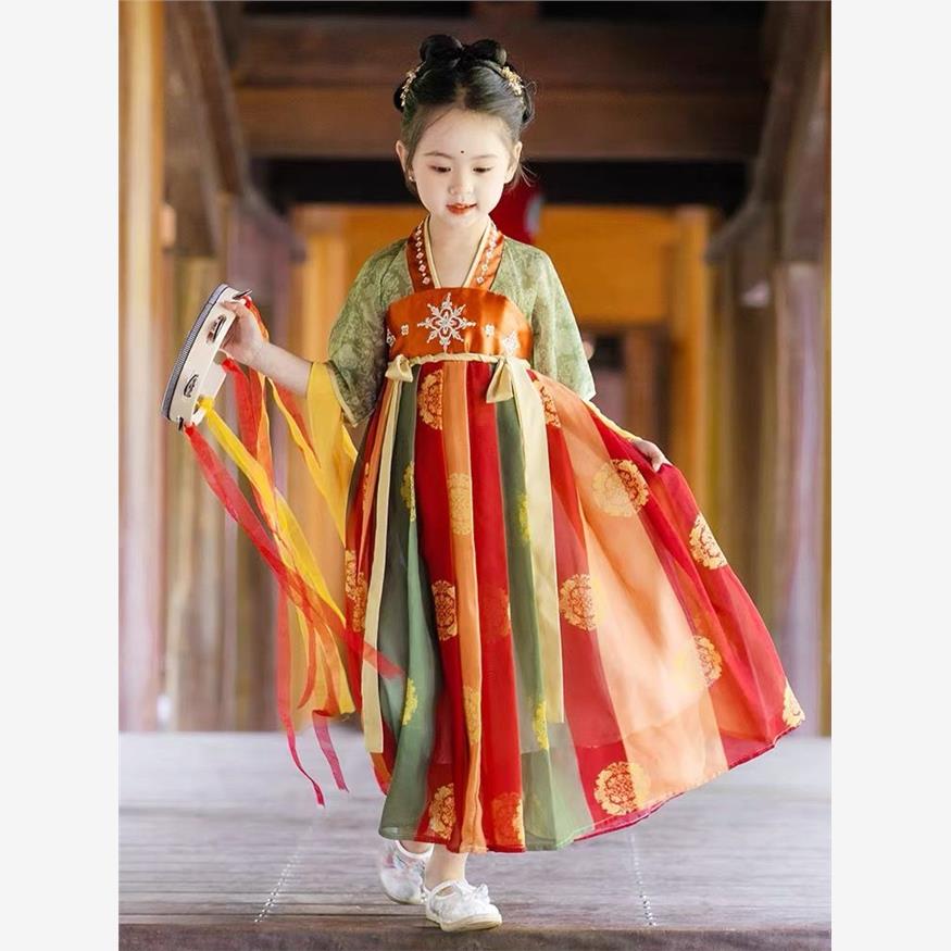 女童古风绝美汉服连衣裙2025新款儿童中秋节唐装襦裙小女孩表演服
