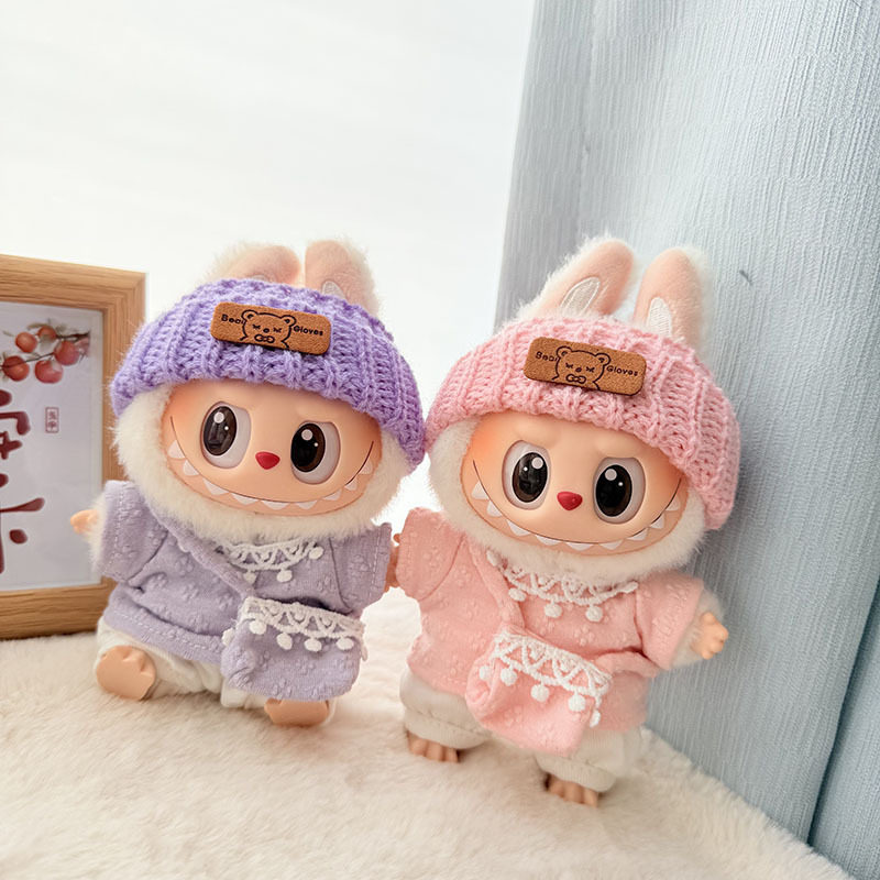 仅衣服] 一二代Labubu衣服挂件拉布布坐坐派对娃衣四瓣花毛线帽装,模玩/动漫/周边/娃圈三坑/桌游,潮玩娃衣,淘宝优惠券,粉丝福利购,淘宝优惠卷