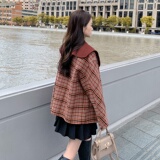 【现货】双面羊绒短款格子外套235-9912-P275-控398，女装毛呢外套，金十上