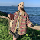 加绒加厚格子小香风外套女秋冬2024新款美拉德流行漂亮派克服棉服，女装短外套，金十上