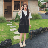 现货2023款减领宽松假两件拼接连衣裙235-K27-P105-控158，女装连衣裙，金十上