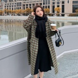 现货复古格纹双面羊绒大衣235-9919-P285-控398，女装毛呢外套，金十上