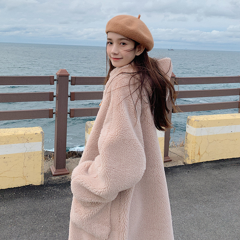 现货2022长款羊羔毛牛角扣加厚外套浙宝235-Y561P185控278，女装毛呢外套，金十上