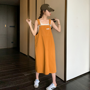 夏日多巴胺穿搭橙色背带连衣裙女2025新款奶甜少女长裙图片