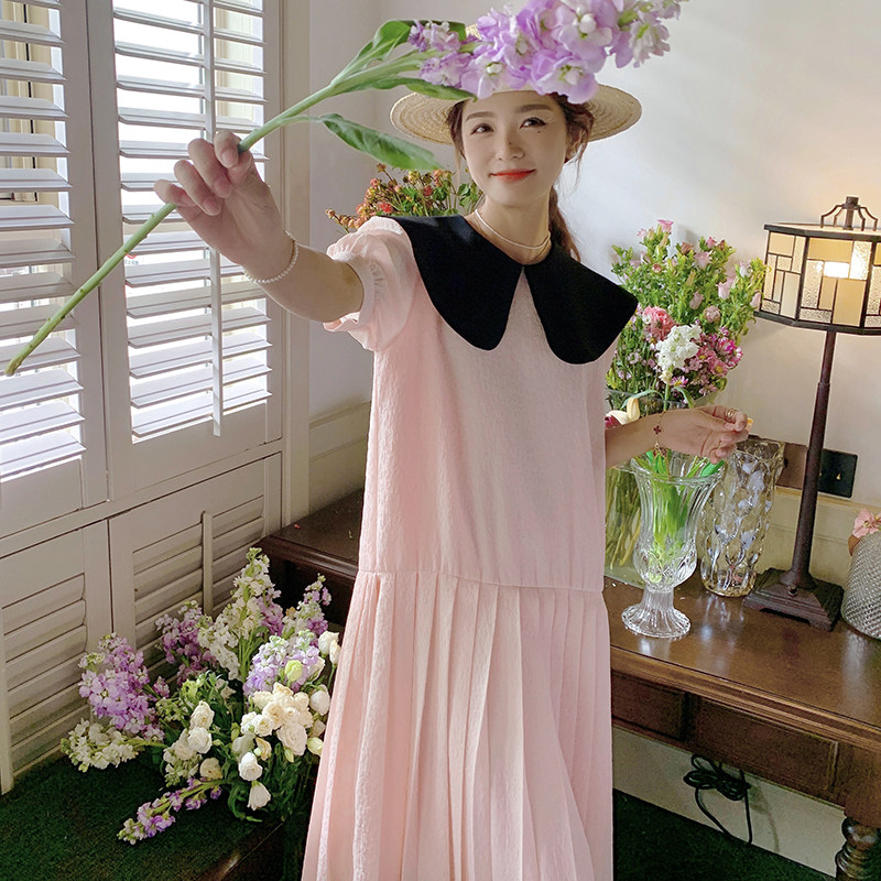 现货数据好2023新面料娃娃领百褶连衣裙235-K19-P115-控168，女装连衣裙，金十上