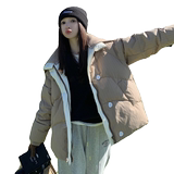 设计感卡其色短款海军领羽绒服女冬2024新款独特超好看90鸭绒外套，女装棉衣/棉服，金十上