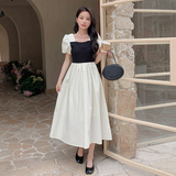 已出货新款法式撞色拼接连衣裙235-9982-P115-控168，女装连衣裙，金十上