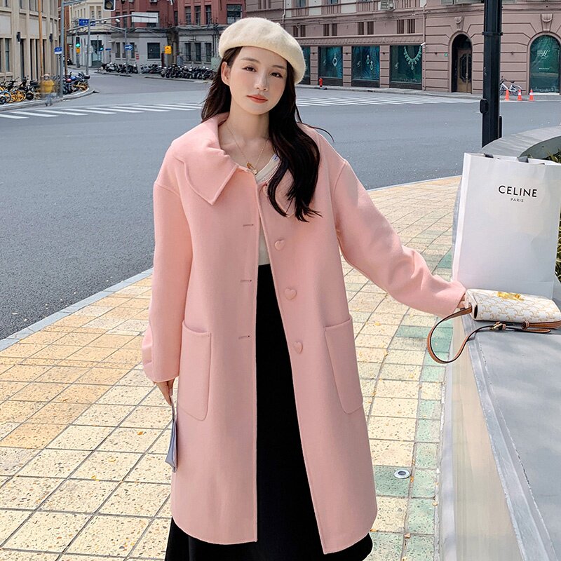 新款现货双面羊绒大衣235-9918-P345-控468,女装毛呢外套,金十上