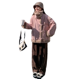 粉色皮毛一体羊羔毛外套女秋冬2024新款机车服流行爆款洋气棉服，女装短外套，金十上
