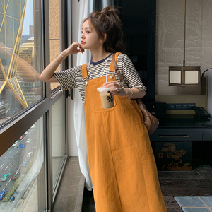 夏日多巴胺穿搭橙色背带连衣裙女2025新款奶甜少女长裙图片