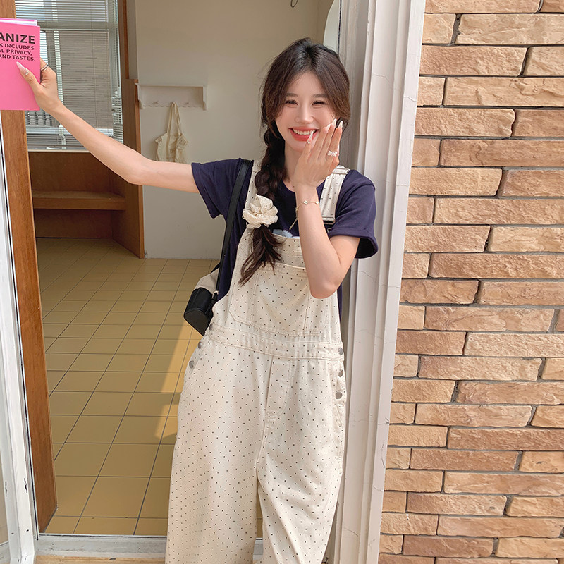 新款现货波点减龄背带裤235-M2406-P115-控168,女装连体裤,金十上