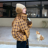 现货新款格子拼接90羽绒服加厚外套235-2563-P305-控438，女装羽绒服，金十上