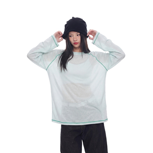 美式苏哈线长袖T恤女春夏新款薄款物理防晒罩衫宽松透气百搭上衣