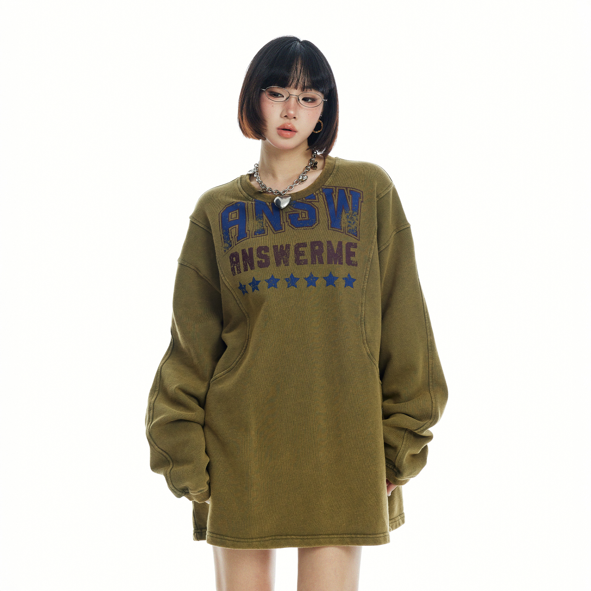 美式字母印花圆领卫衣女春季新款2025设计感oversize街头上衣外套