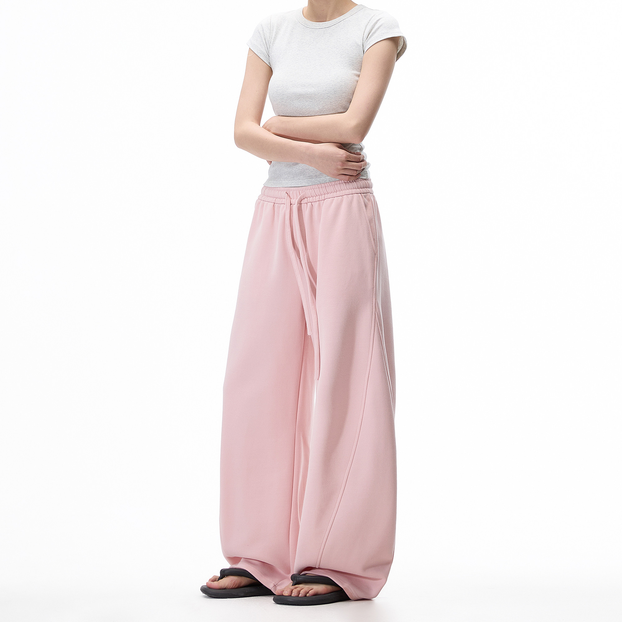 美式粉色弯刀裤卫裤女春季新款2026宽松休闲直筒阔腿裤拖地裤子,女装/女士精品,卫裤,淘宝优惠券,粉丝福利购,淘宝优惠卷