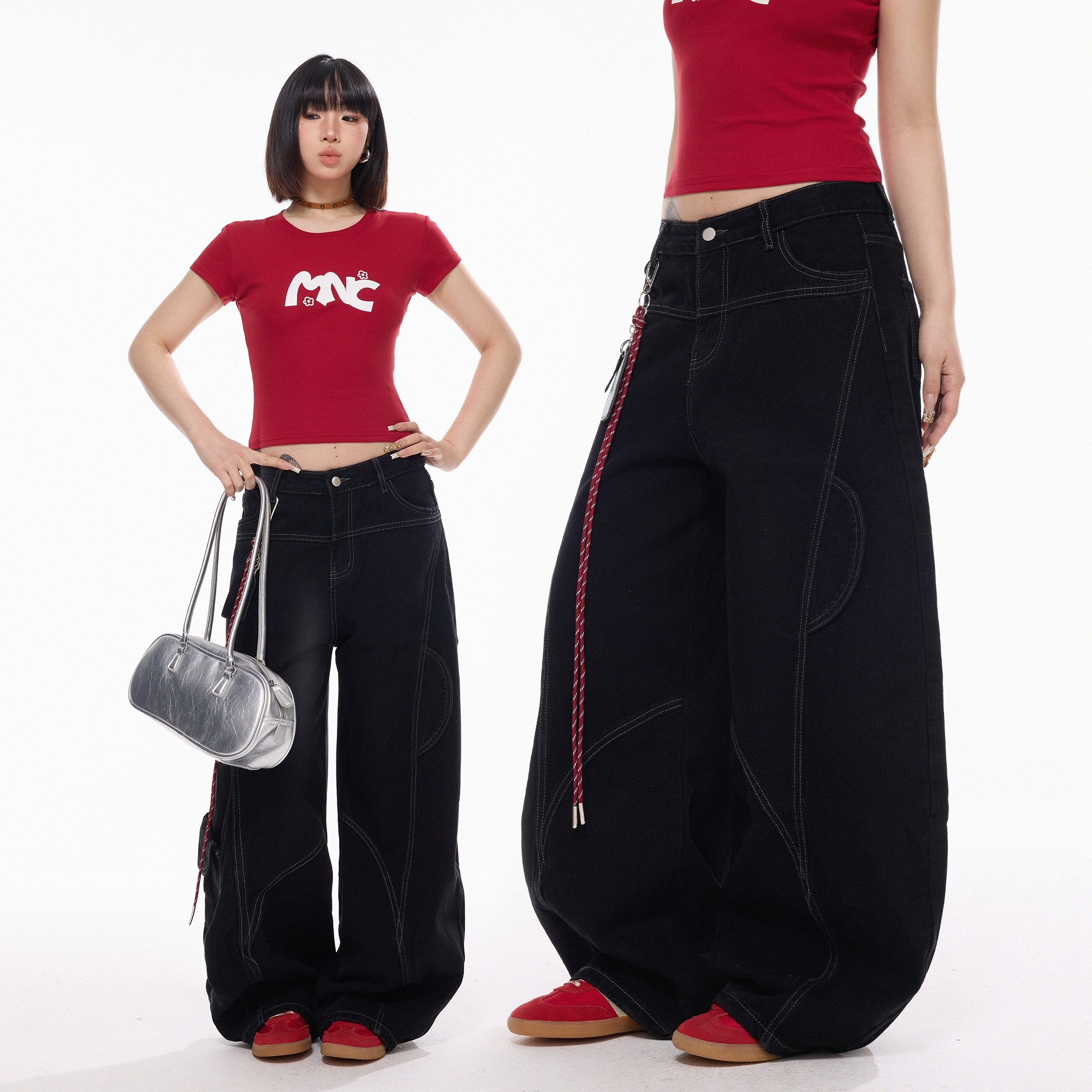 美式复古解构工装牛仔裤女宽松2025新款夏季慵懒风阔腿裤休闲裤子,女装/女士精品,休闲裤,淘宝优惠券,粉丝福利购,淘宝优惠卷