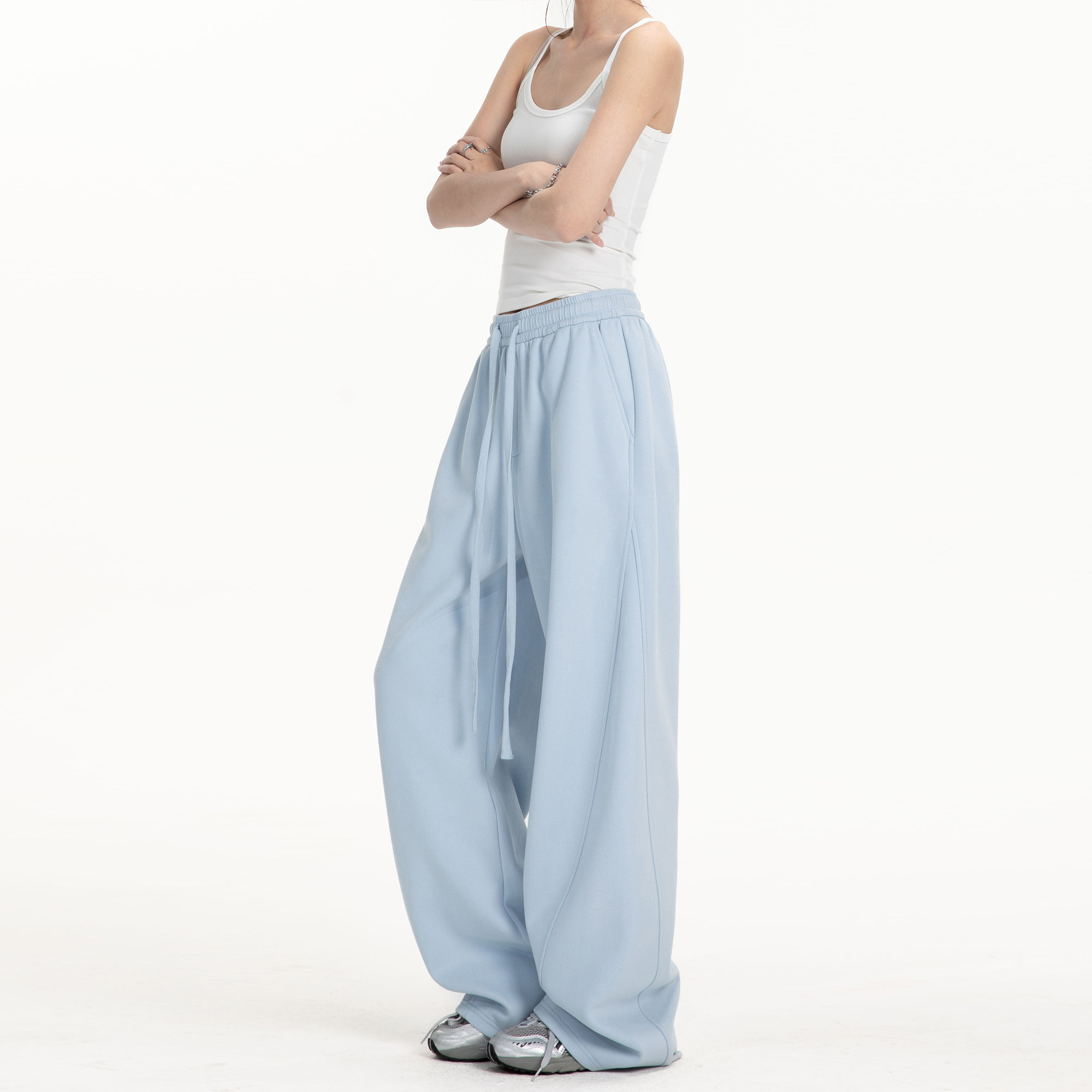 基础款纯色直筒休闲运动卫裤女2025新款秋季宽松情侣弯刀裤阔腿裤,女装/女士精品,卫裤,淘宝优惠券,粉丝福利购,淘宝优惠卷