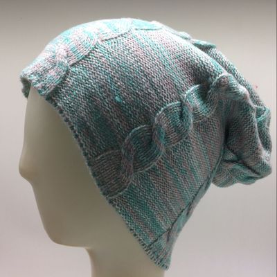 外贸仿羊绒混色冬季绞花针织帽