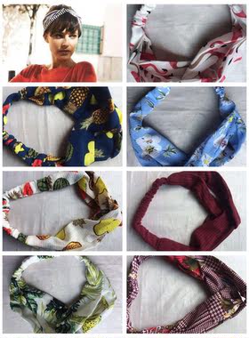 K204 外贸发带成人交叉头饰头带布艺宽边针织毛线运动洗脸发带束