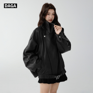 大嘎daga重工美式 立领酷飒风炸街机车服夹克皮衣外套女秋2025新款