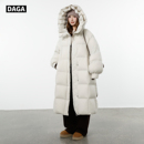 羽绒服女 超轻无胆90白鸭绒高充绒300g防寒长款 大嘎daga 白月光