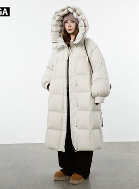大嘎daga【白月光】超轻无胆90白鸭绒高充绒300g防寒长款羽绒服女