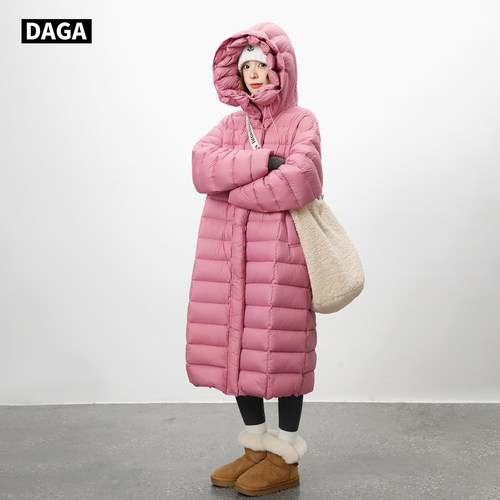 DAGA甜美减龄粉色连帽排骨羽绒服