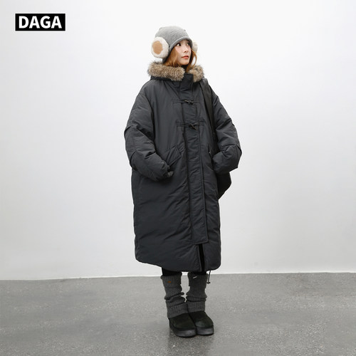 大嘎韩系毛领长款派克工装羽绒服