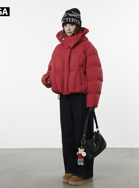 大嘎daga设计感小众羽绒服女时尚洋气时髦连帽零压泡芙短款外套冬