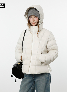 大嘎daga/小蛮腰/90白鸭绒排骨羽绒服女短款修身保暖收腰连帽外套