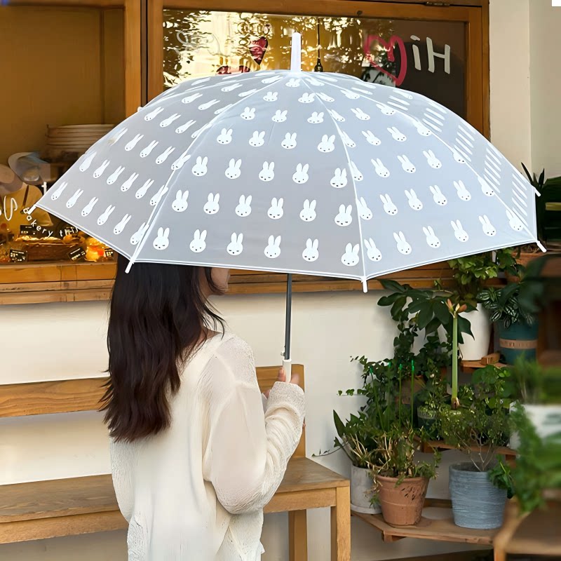 米菲透明长柄雨伞全自动雨伞女晴雨两用便携儿童雨伞学生上学专用图片