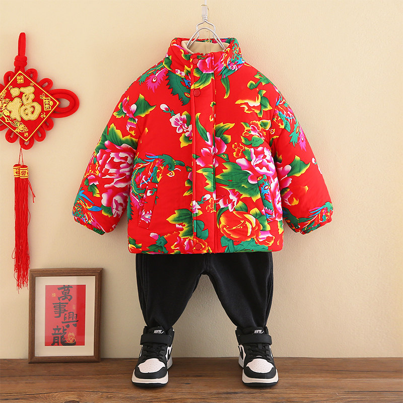 儿童东北大花袄宝宝加厚棉服外套