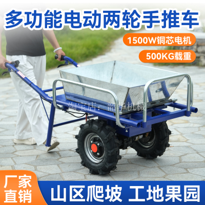 电动鸡公车农用两轮手推车家用双轮搬运车养殖果园爬坡运输小推车