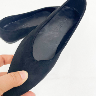 小码女鞋31 32 33平底鞋黑色绒面软底奶奶鞋尖头大码单鞋女41-43